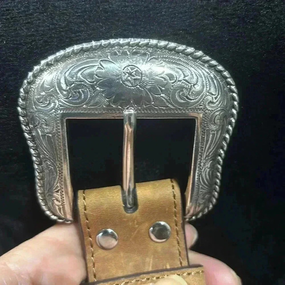 Nocona Genuine Leather,removable silver embossed buckle,Conchos,Aztec embroidery - Picture 9 of 12